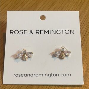Remington Gold Bee Crystal Stud Earrings with Clear Wings
